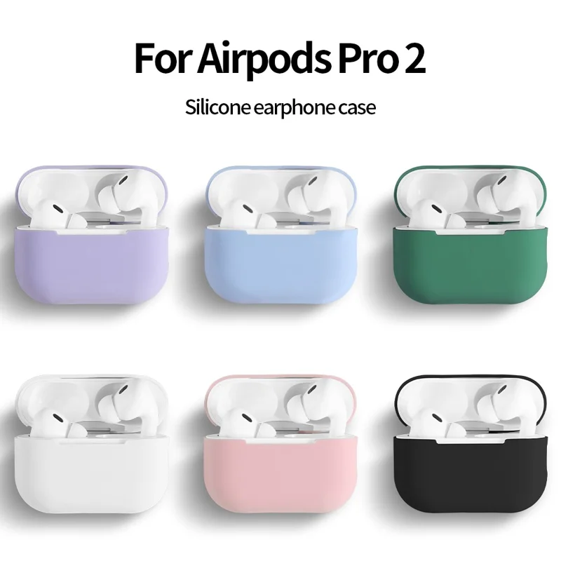 For AirPods Pro 2 Silicone Earbuds Case Soft Protective Cover No Hook with Cleaning Pen - White
