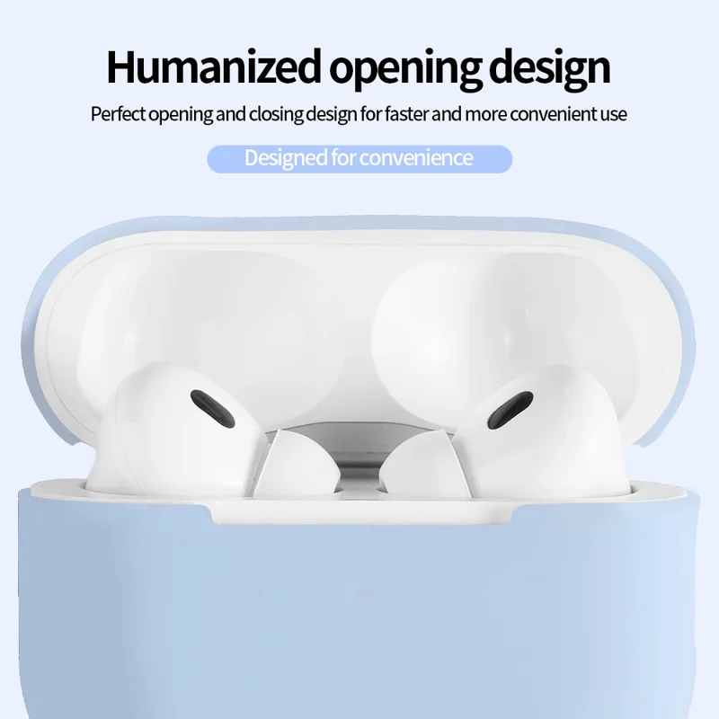 For AirPods Pro 2 Silicone Earbuds Case Soft Protective Cover No Hook with Cleaning Pen - White