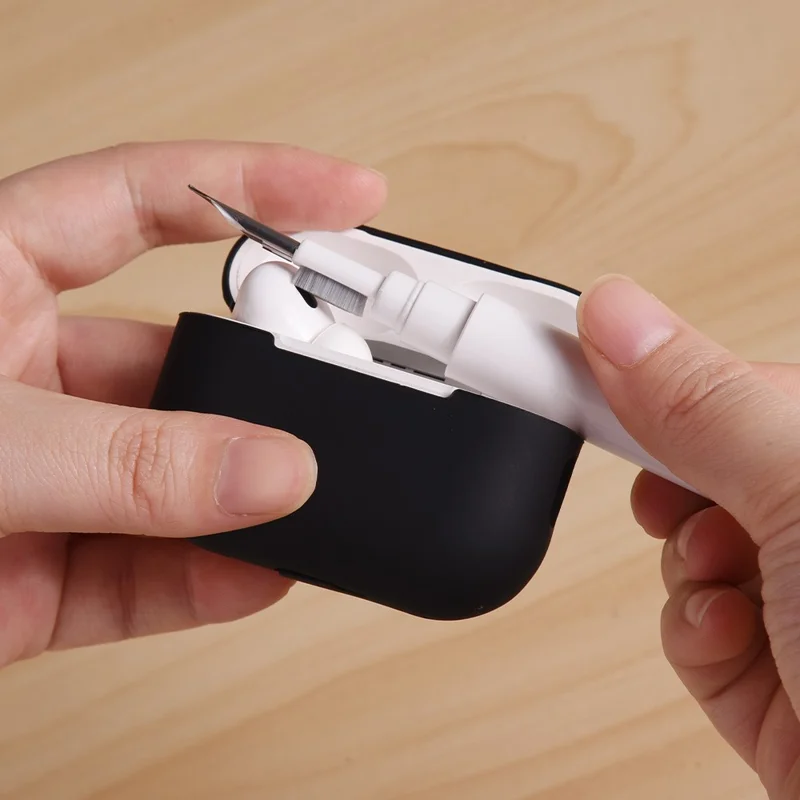 For AirPods Pro 2 Silicone Earbuds Case Soft Protective Cover No Hook with Cleaning Pen - White