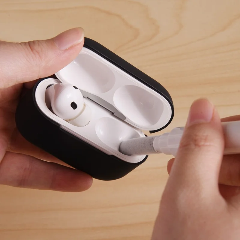 For AirPods Pro 2 Silicone Earbuds Case Soft Protective Cover No Hook with Cleaning Pen - White