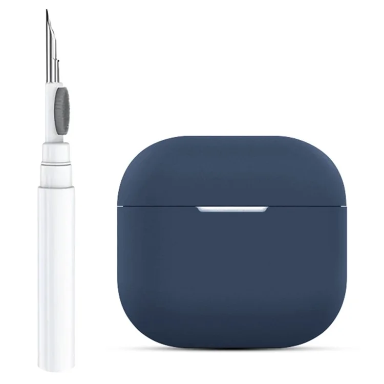 For AirPods 4 Silicone Earbuds Case Soft Protective Cover No Hook with Cleaning Pen - Midnight Blue