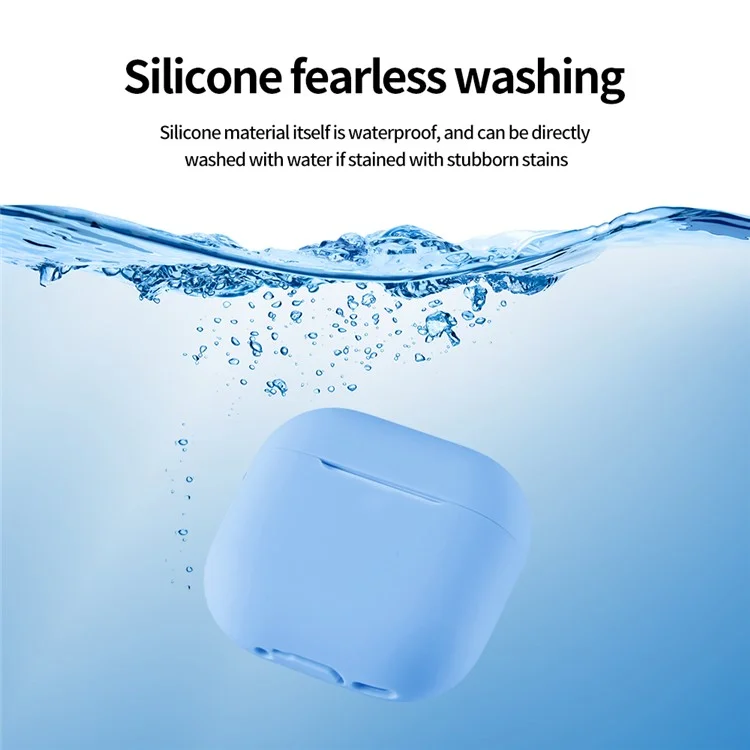 For AirPods 4 Silicone Earbuds Case Soft Protective Cover No Hook with Cleaning Pen - Midnight Blue