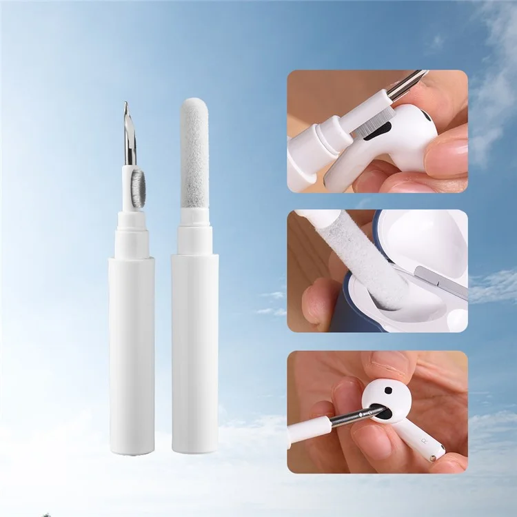 For Apple AirPods with Wireless Charging Case (2019)  /  AirPods with Charging Case (2019)  /  (2016) Silicone Case with Cleaning Pen - Midnight Blue