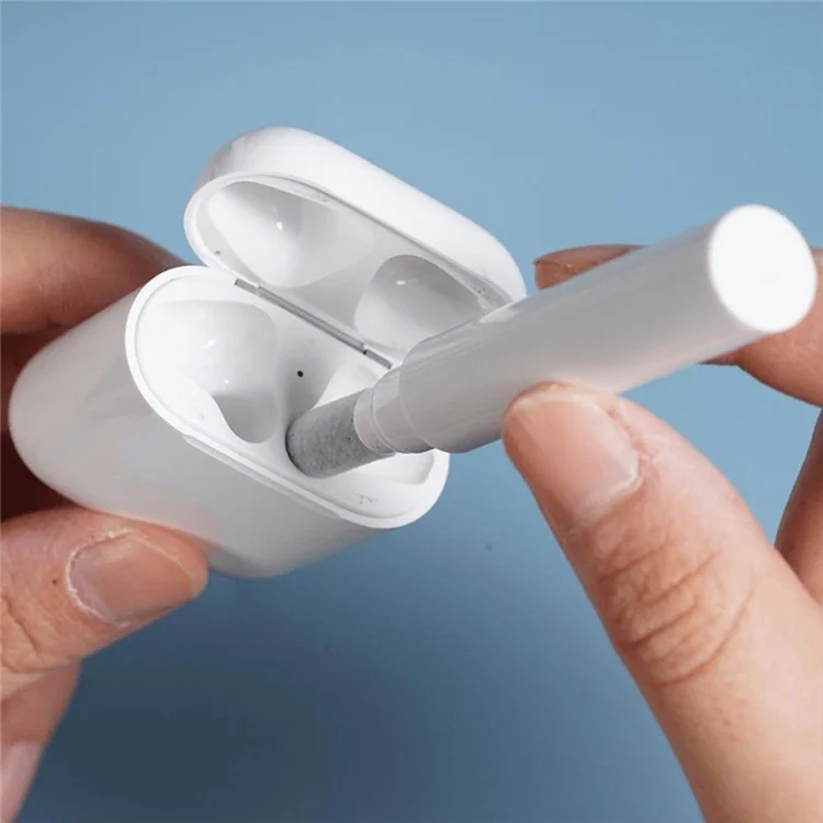 For Apple AirPods with Wireless Charging Case (2019)  /  AirPods with Charging Case (2019)  /  (2016) Silicone Case with Cleaning Pen - Midnight Blue
