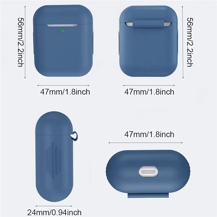 For Apple AirPods with Wireless Charging Case (2019)  /  AirPods with Charging Case (2019)  /  (2016) Silicone Case with Cleaning Pen - Midnight Blue