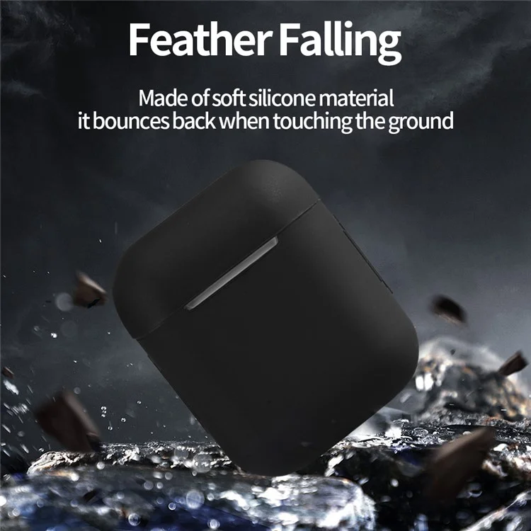 For Apple AirPods with Wireless Charging Case (2019)  /  AirPods with Charging Case (2019)  /  (2016) Silicone Case with Cleaning Pen - Midnight Blue