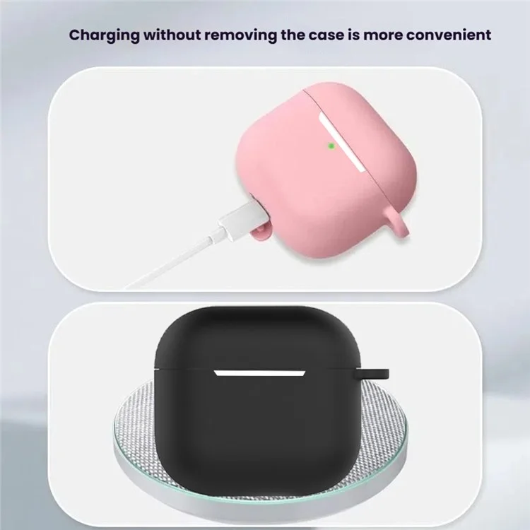 5Pcs  /  Set For AirPods 4 Soft Silicone Case Kit with Keychain  /  Earphone Holder  /  Anti-lost Neck Strap  /  Storage Case - Blackish Green