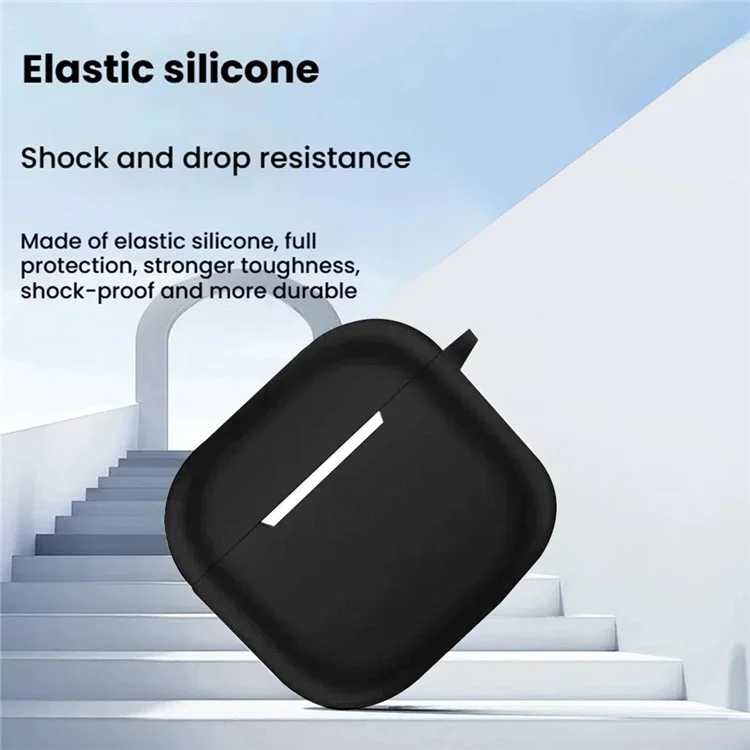 5Pcs  /  Set For AirPods 4 Soft Silicone Case Kit with Keychain  /  Earphone Holder  /  Anti-lost Neck Strap  /  Storage Case - Blackish Green