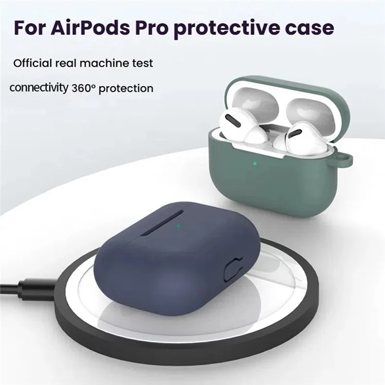 For Apple AirPods Pro Silicone Case Earphone Cover with Cleaning Pen and Hook - Red