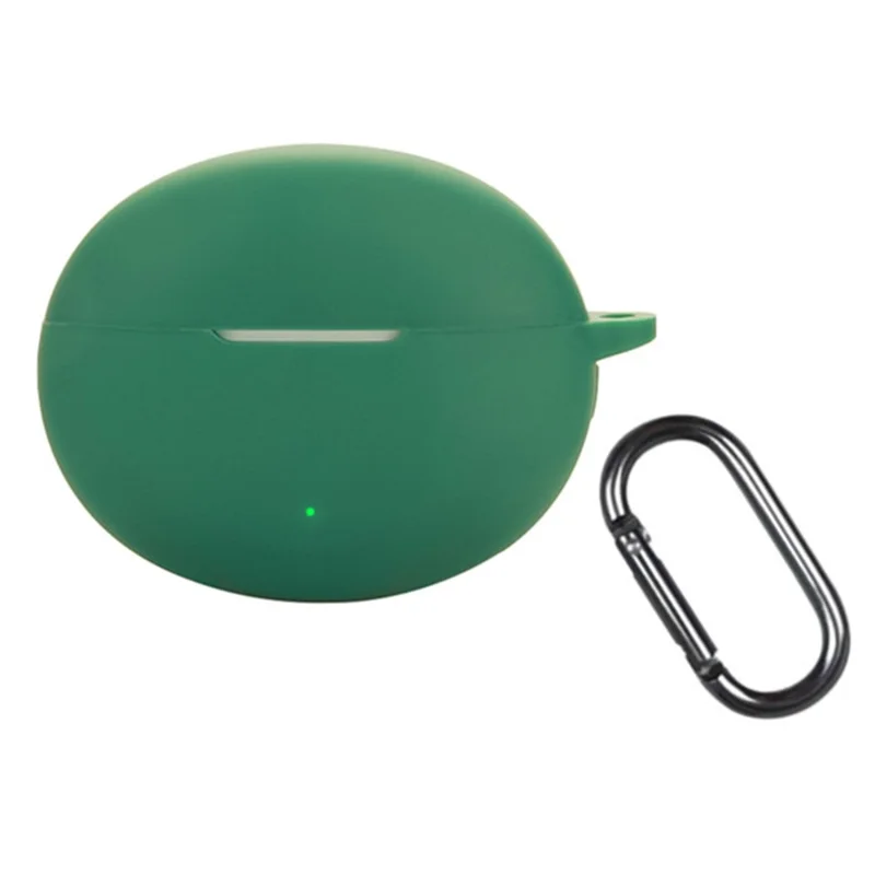 For OnePlus Buds 4 Silicone Case Wireless Earphones Protective Cover with Anti-Lost Buckle - Blackish Green