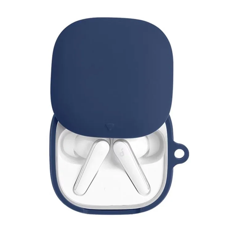 Cover in silicone per Anker Soundcore Liberty 5 Custodia protettiva per cuffie wireless con fibbia anti-smarrimento - Blu scuro