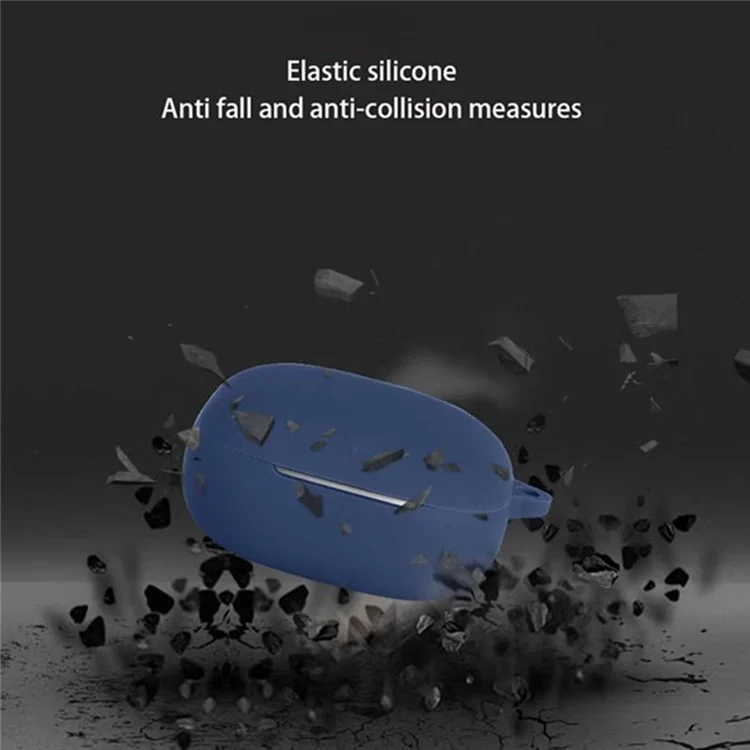 Cover in silicone per Anker Soundcore Liberty 5 Custodia protettiva per cuffie wireless con fibbia anti-smarrimento - Blu scuro