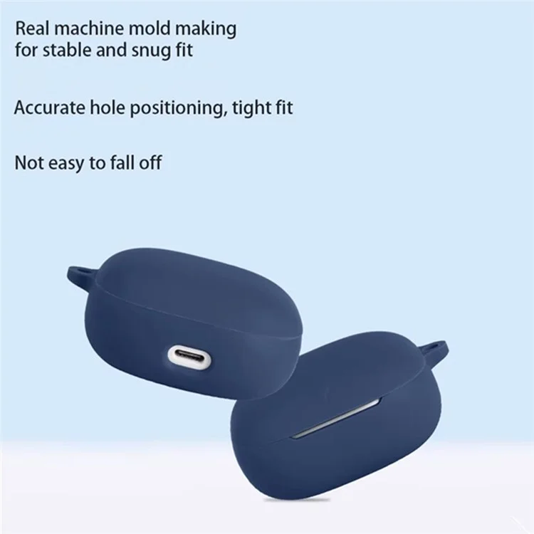 Cover in silicone per Anker Soundcore Liberty 5 Custodia protettiva per cuffie wireless con fibbia anti-smarrimento - Blu scuro