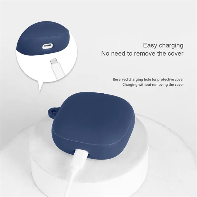 For Anker Soundcore Liberty 5 Silicone Case Wireless Earphones Protective Cover with Anti-Lost Buckle - Black