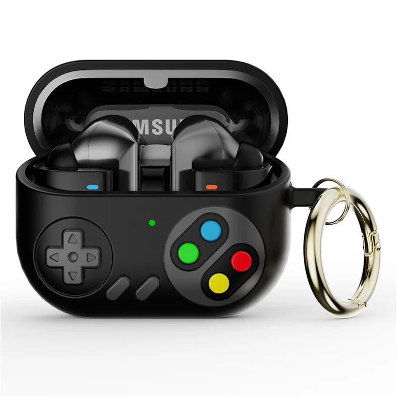 For Samsung Galaxy Buds3 Pro Silicone Case Game Console Shape Wireless Earbuds Shell with Hook - Black
