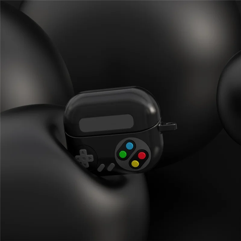 For Samsung Galaxy Buds3 Pro Silicone Case Game Console Shape Wireless Earbuds Shell with Hook - Black