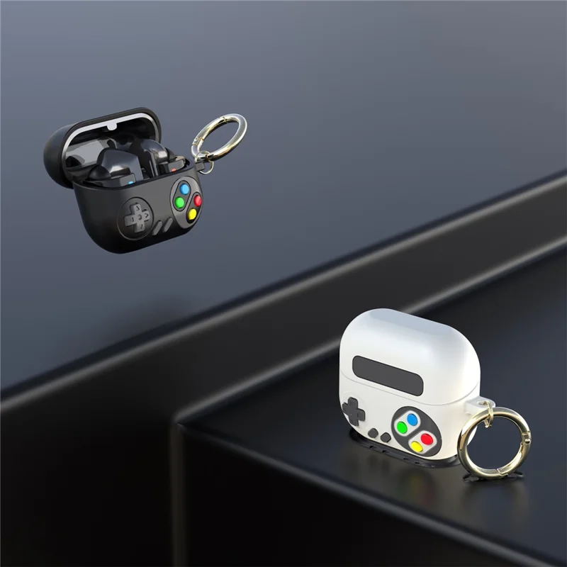 For Samsung Galaxy Buds3 Pro Silicone Case Game Console Shape Wireless Earbuds Shell with Hook - Black