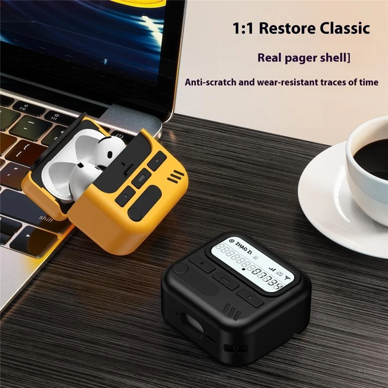 For AirPods 4 Case Retro Design TPU + PC Wireless Earbuds Protective Cover with Lanyard - Black