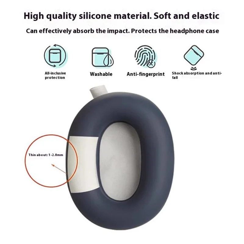 1 Pair For Sony WH-1000XM6 Silicone Ear Pads Case Headphones Cushion Protective Cover - Black
