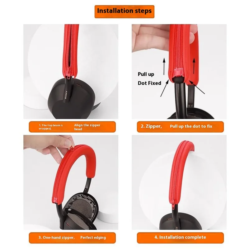For Sony WH-1000XM6 Headphone Head Beam Cover Soft Silicone Headband Protective Sleeve - Black