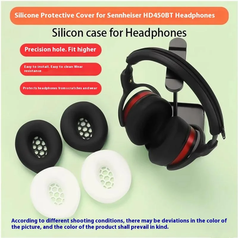 1 Paire Étui en Silicone pour Écouteurs Sennheiser HD 450BT Protection de Coussin - Noir
