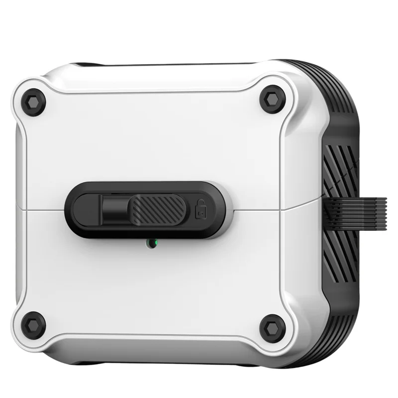For Samsung Galaxy Buds3 Pro  /  Buds3 Case TPU + PC Earphone Cover with Front Lock Carabiner Clip - White
