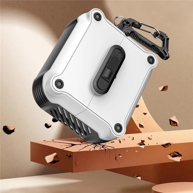 For Samsung Galaxy Buds3 Pro  /  Buds3 Case TPU + PC Earphone Cover with Front Lock Carabiner Clip - White