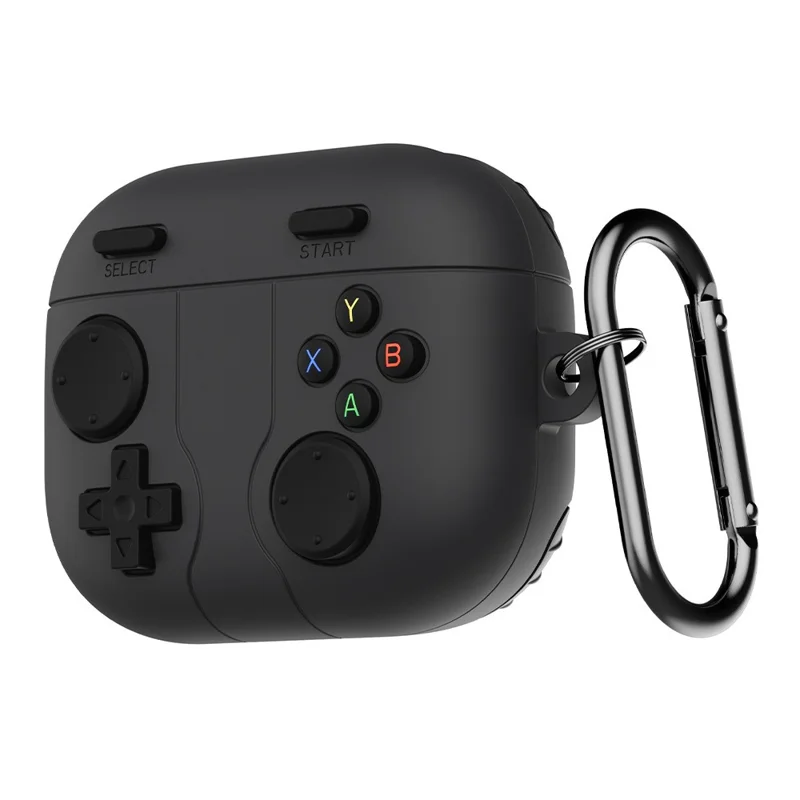 Funda de silicona para Motorola Moto Buds Funda protectora de auriculares con diseño de consola de juegos retro y mosquetón - Gris oscuro