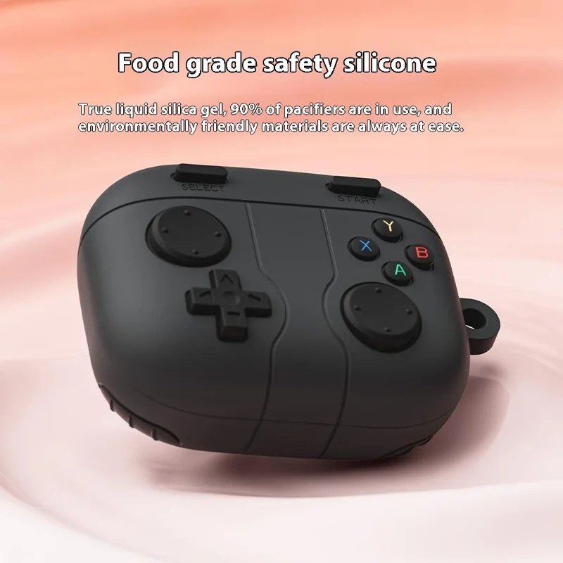 For Motorola Moto Buds Silicone Case Retro Game Console Earphone Protective Cover with Carabiner - Light Grey