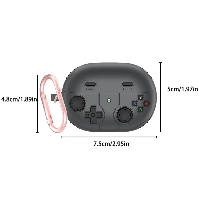 Pour Huawei FreeBuds Pro 4 / FreeBuds Pro 3 Étui en silicone Design de console de jeu pour écouteurs avec stylo de nettoyage et mousqueton - Gris foncé