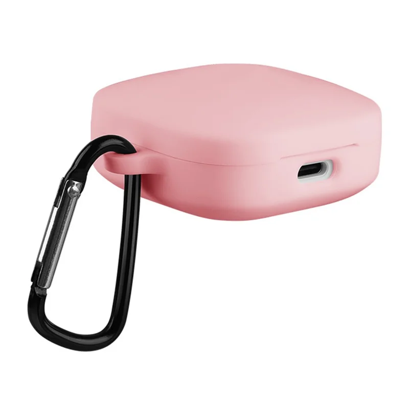 For Xiaomi Redmi Buds 6 Active Silicone Case Earphone Protective Cover with Carabiner - Pink