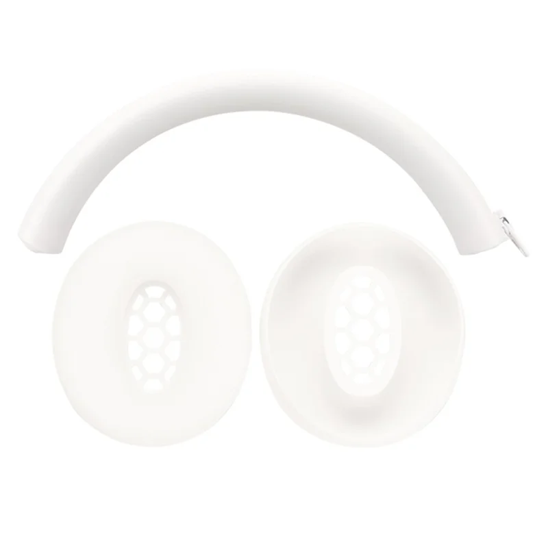 For Sennheiser HD 450BT Headphone Silicone Protective Cover Set with Headband Bead Case - White