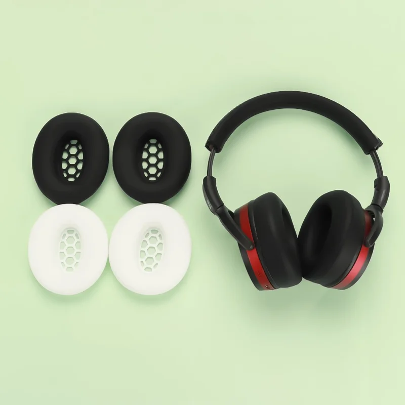 For Sennheiser HD 450BT Headphone Silicone Protective Cover Set with Headband Bead Case - White