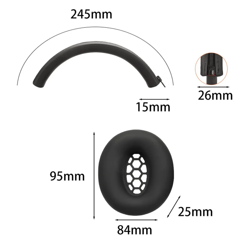 For Sennheiser HD 450BT Headphone Silicone Protective Cover Set with Headband Bead Case - White