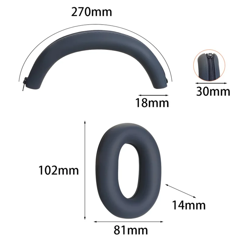 Für Sony WH-1000XM6 Kopfhörer Silikon Etui Set mit 2 Stück Ohrpolstern Schutzhülle + Kopfbügel Polsterung - Schwarz
