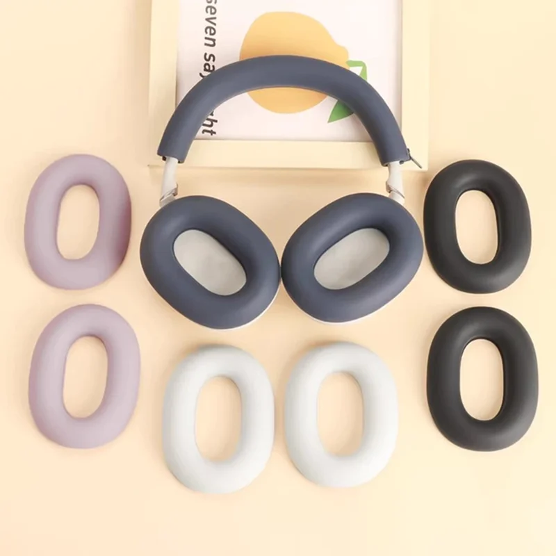 Für Sony WH-1000XM6 Kopfhörer Silikon Etui Set mit 2 Stück Ohrpolstern Schutzhülle + Kopfbügel Polsterung - Schwarz