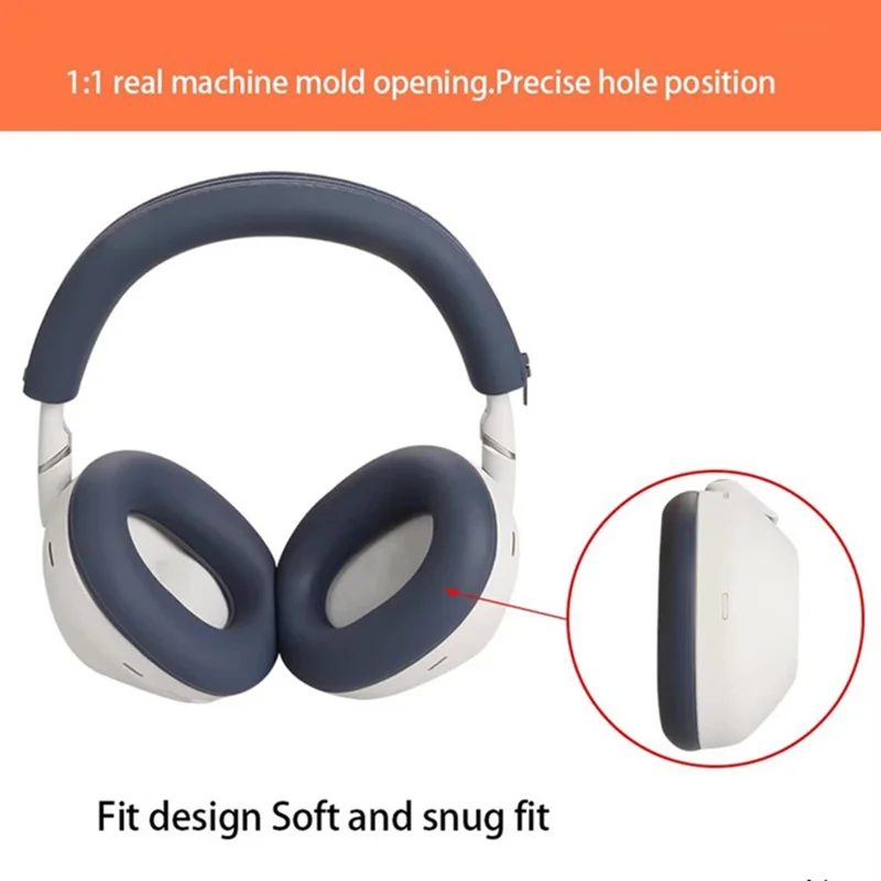 Étui en silicone pour Sony WH-1000XM6 avec protection de bandeau et capuchons d'écouteurs - Bleu foncé