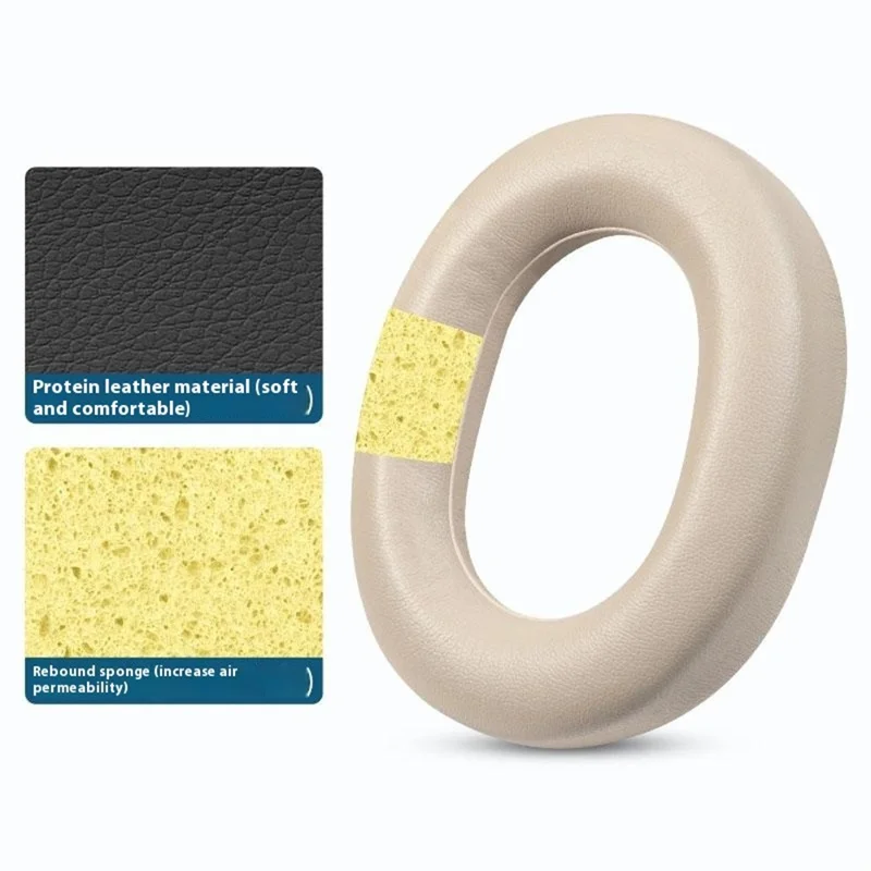 1 Pair for Huawei FreeBuds Studio Replacement Ear Pads Protein Leather Foam Headphone Cushions - Black