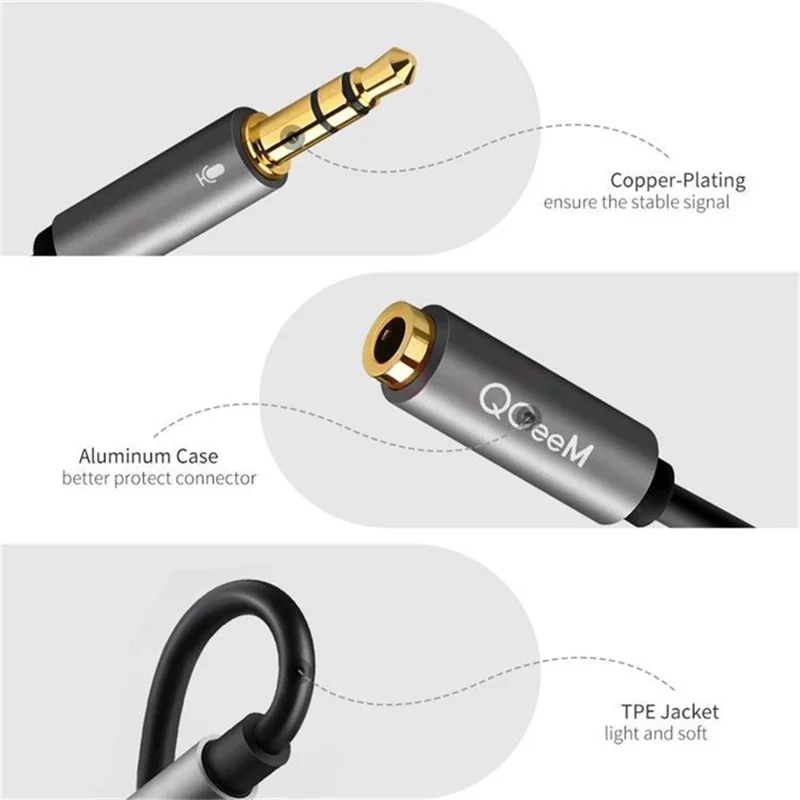QGEEM AU06 PC Headset Splitter 3,5mm Buchse auf 2x3,5mm Mikrofon Kopfhörer Adapter