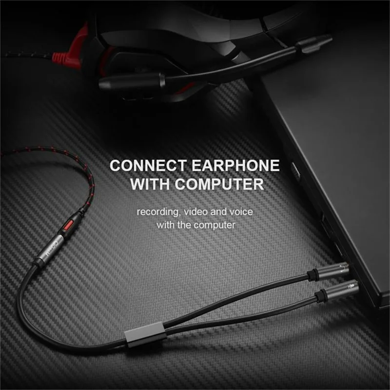 QGEEM AU06 PC Headset Splitter 3,5mm Buchse auf 2x3,5mm Mikrofon Kopfhörer Adapter