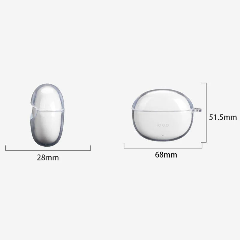 For vivo iQOO TWS Air3 Protective Case Bluetooth-Compatible Earbuds Silicone Cover with Hook - Transparent