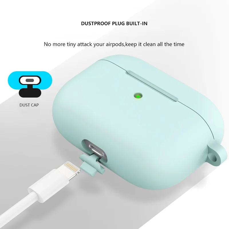 For Apple AirPods 3 Silicone Protective Earphone Case Cover with Carabiner  - Light Green