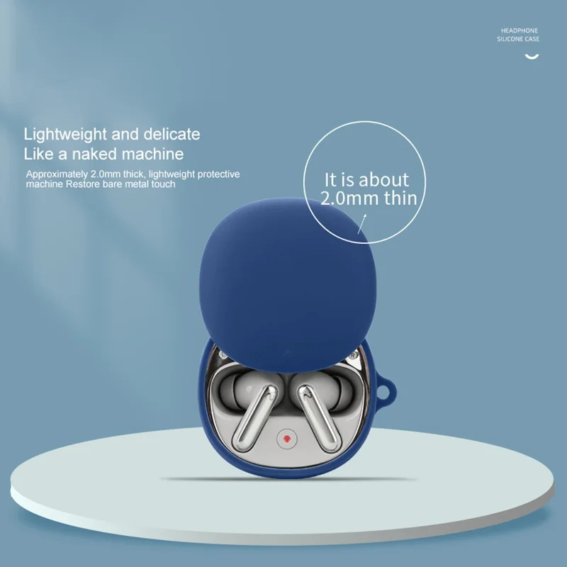 For iFLYBUDS Pro 2 Protective Case Bluetooth-Compatible Earbuds Silicone Cover with Hook - Dark Blue
