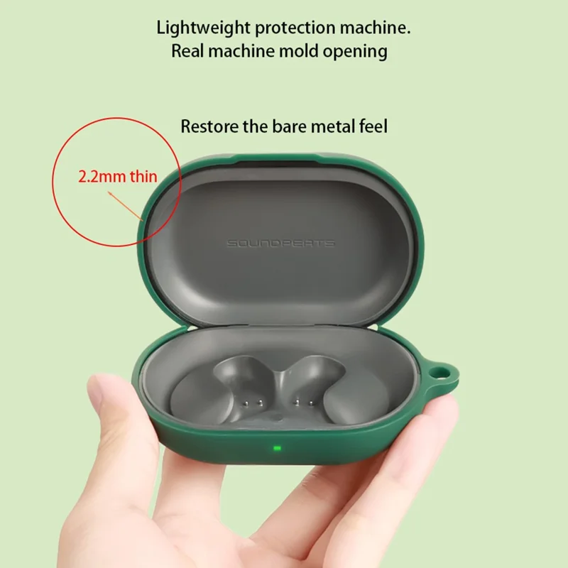 For SoundPEATS Chasers Protective Case Bluetooth-Compatible Earbuds Silicone Cover with Hook - Blackish Green