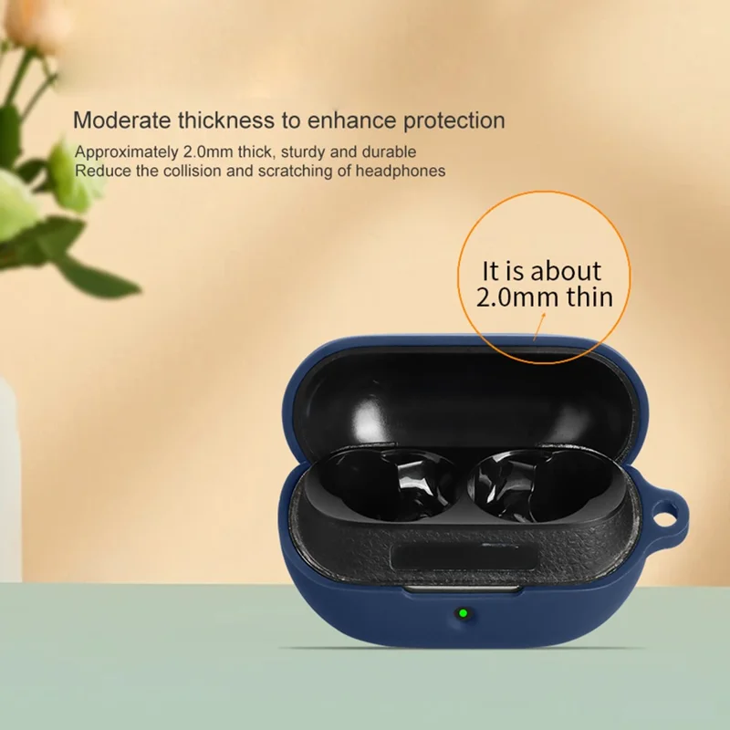For SoundPEATS H3 Protective Case Bluetooth-Compatible Earbuds Silicone Cover with Hook - Dark Blue
