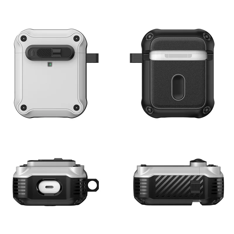 Чехол для наушников TPU + PC с передней защелкой для Apple AirPods с беспроводным зарядным футляром (2019) / AirPods с зарядным футляром (2019) / (2016) - Белый