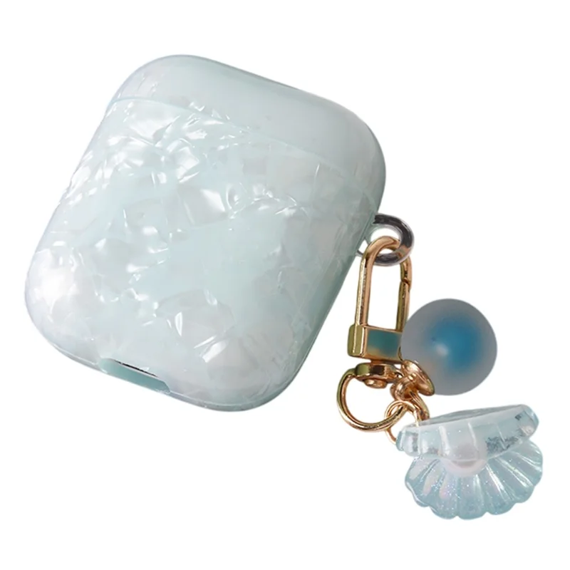 Custodia per Auricolari con Charm a Conchiglia di Perla per Apple AirPods con Custodia di Ricarica Wireless (2019) / AirPods con Custodia di Ricarica (2019) / (2016) - Blu