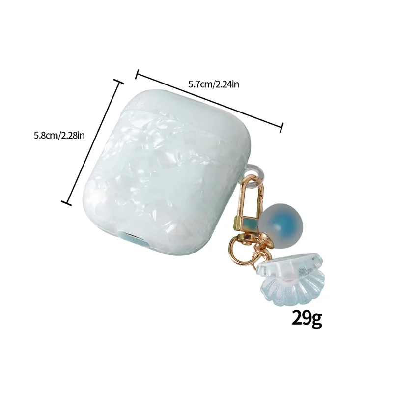 Custodia per Auricolari con Charm a Conchiglia di Perla per Apple AirPods con Custodia di Ricarica Wireless (2019) / AirPods con Custodia di Ricarica (2019) / (2016) - Blu