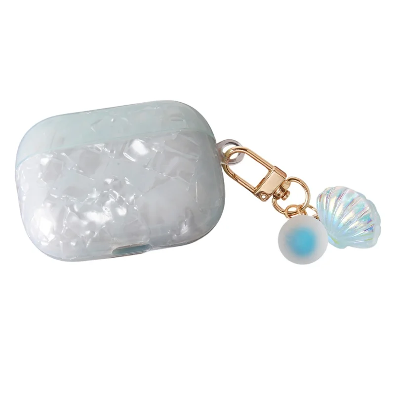 Étui de protection en TPU pour Apple AirPods Pro avec Charm Perle et Coquillage - Bleu