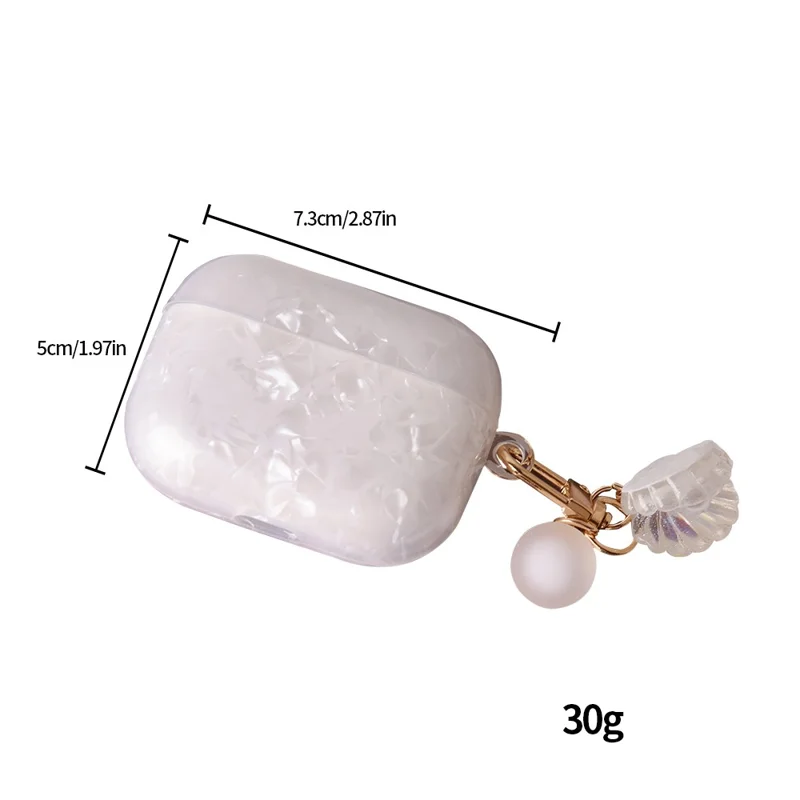 Étui de protection en TPU pour Apple AirPods Pro avec Charm Perle et Coquillage - Bleu